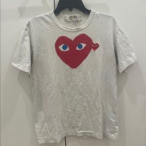 White T-Shirt with Red Heart Design